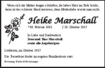 Traueranzeige von Heike Marschall  von Magdeburger Volksstimme