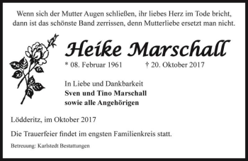 Traueranzeige von Heike Marschall  von Magdeburger Volksstimme