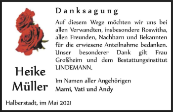 Traueranzeige von Heike Müller  von Magdeburger Volksstimme