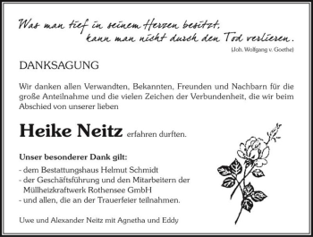 Traueranzeige von Heike Neitz  von Magdeburger Volksstimme