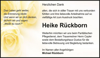 Traueranzeige von Heike Rückborn  von Magdeburger Volksstimme