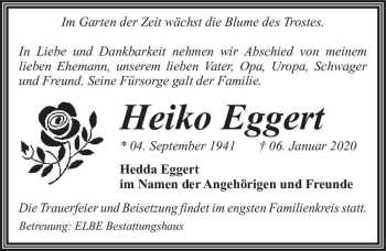 Traueranzeige von Heiko Eggert  von Magdeburger Volksstimme