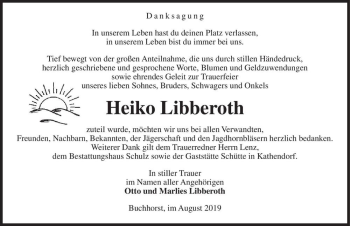 Traueranzeige von Heiko Libberoth  von Magdeburger Volksstimme