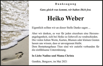 Traueranzeige von Heiko Weber  von Magdeburger Volksstimme