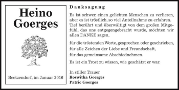 Traueranzeige von Heino Goerges  von Magdeburger Volksstimme
