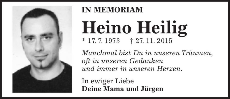  Traueranzeige für Heino Heilig  vom 27.11.2020 aus Magdeburger Volksstimme