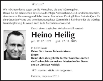 Traueranzeige von Heino Heilig  von Magdeburger Volksstimme