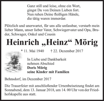 Traueranzeige von Heinrich ,,Heinz