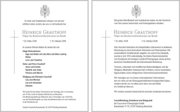 Traueranzeige von Heinrich Grauthoff  von Magdeburger Volksstimme
