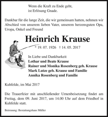 Traueranzeige von Heinrich Krause  von Magdeburger Volksstimme