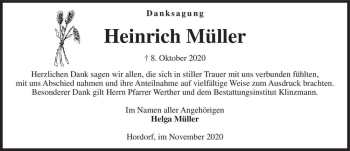Traueranzeige von Heinrich Müller  von Magdeburger Volksstimme