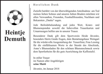 Traueranzeige von Heintje Demuth  von Magdeburger Volksstimme