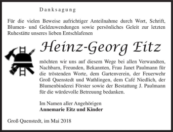 Traueranzeige von Heinz-Georg Eitz  von Magdeburger Volksstimme