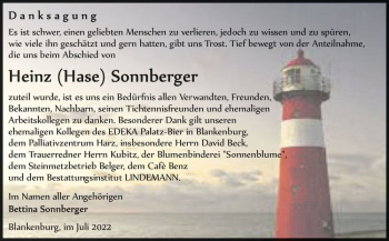 Traueranzeige von Heinz 