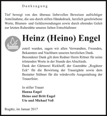 Traueranzeige von Heinz 