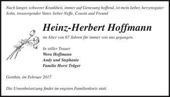 Traueranzeige von Heinz-Herbert Hoffmann  von Magdeburger Volksstimme