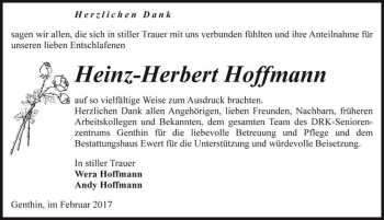 Traueranzeige von Heinz-Herbert Hoffmann  von Magdeburger Volksstimme