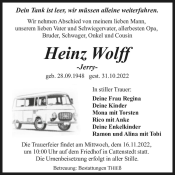 Traueranzeige von Heinz 