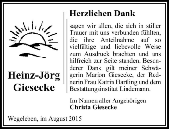 Traueranzeige von Heinz-Jörg Giesecke  von Magdeburger Volksstimme