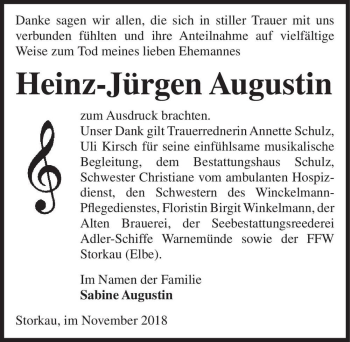 Traueranzeige von Heinz-Jürgen Augustin  von Magdeburger Volksstimme