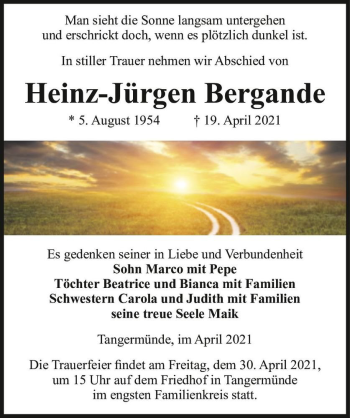 Traueranzeige von Heinz-Jürgen Bergande  von Magdeburger Volksstimme