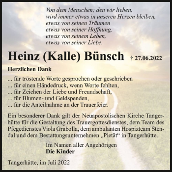 Traueranzeige von Heinz 