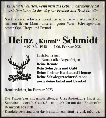 Traueranzeige von Heinz 