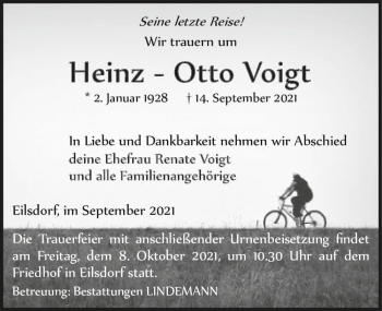Traueranzeige von Heinz-Otto Voigt  von Magdeburger Volksstimme