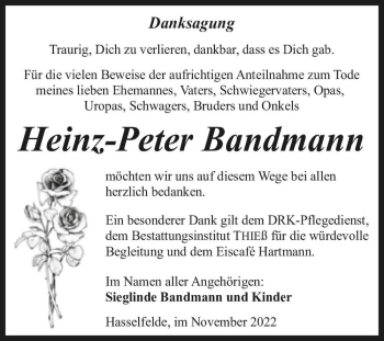 Traueranzeige von Heinz-Peter Bandmann  von Magdeburger Volksstimme