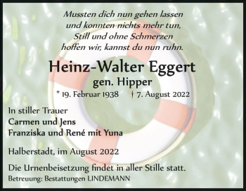 Traueranzeige von Heinz-Walter Eggert 