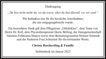 Traueranzeige von Heinz Borcherding  von Magdeburger Volksstimme