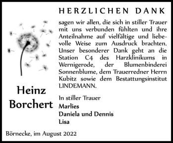 Traueranzeige von Heinz Borchert  von Magdeburger Volksstimme