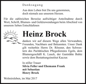 Traueranzeige von Heinz Brock  von Magdeburger Volksstimme