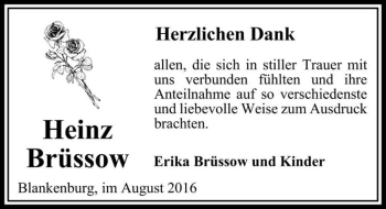 Traueranzeige von Heinz Brüssow  von Magdeburger Volksstimme