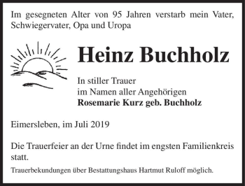 Traueranzeige von Heinz Buchholz  von Magdeburger Volksstimme