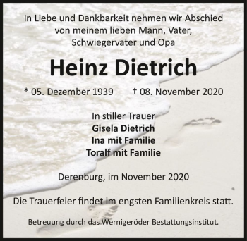 Traueranzeige von Heinz Dietrich  von Magdeburger Volksstimme