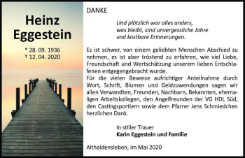 Traueranzeige von Heinz Eggestein  von Magdeburger Volksstimme