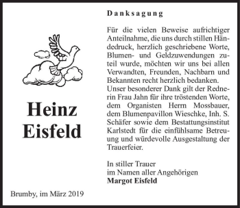 Traueranzeige von Heinz Eisfeld  von Magdeburger Volksstimme