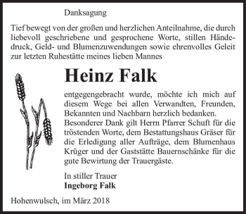 Traueranzeige von Heinz Falk  von Magdeburger Volksstimme