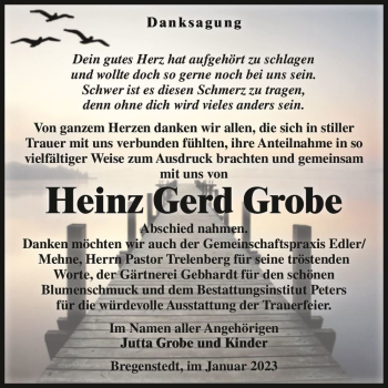 Traueranzeige von Heinz Gerd Grobe  von Magdeburger Volksstimme