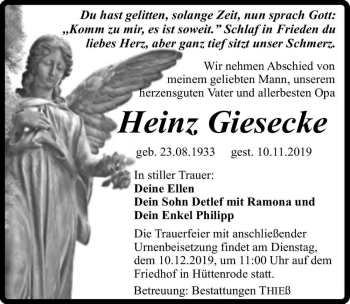 Traueranzeige von Heinz Giesecke  von Magdeburger Volksstimme