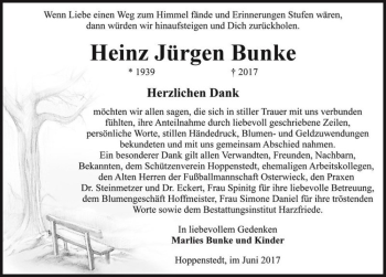 Traueranzeige von Heinz Jürgen Bunke  von Magdeburger Volksstimme