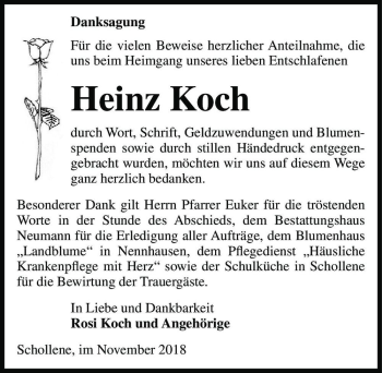 Traueranzeige von Heinz Koch  von Magdeburger Volksstimme