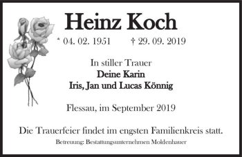 Traueranzeige von Heinz Koch  von Magdeburger Volksstimme