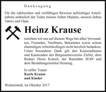 Traueranzeige von Heinz Krause  von Magdeburger Volksstimme