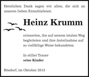 Traueranzeige von Heinz Krumm  von Magdeburger Volksstimme