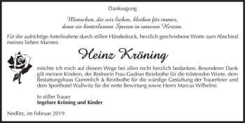 Traueranzeige von Heinz Kröning  von Magdeburger Volksstimme