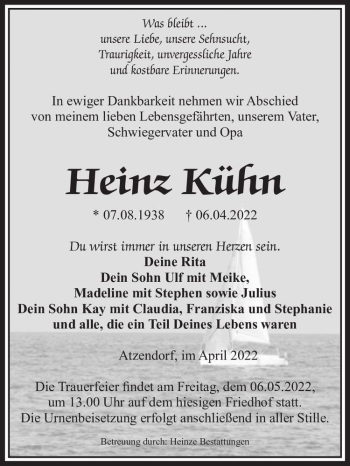 Traueranzeige von Heinz Kühn  von Magdeburger Volksstimme