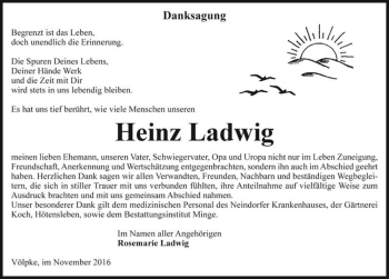 Traueranzeige von Heinz Ladwig  von Magdeburger Volksstimme