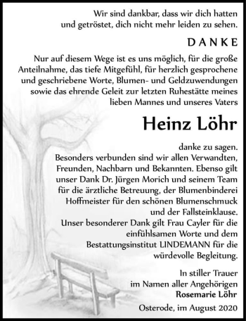 Traueranzeige von Heinz Löhr  von Magdeburger Volksstimme